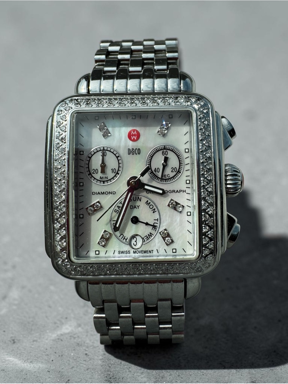 Michele Diamond Deco Stainless Steel Watch - MOP Face